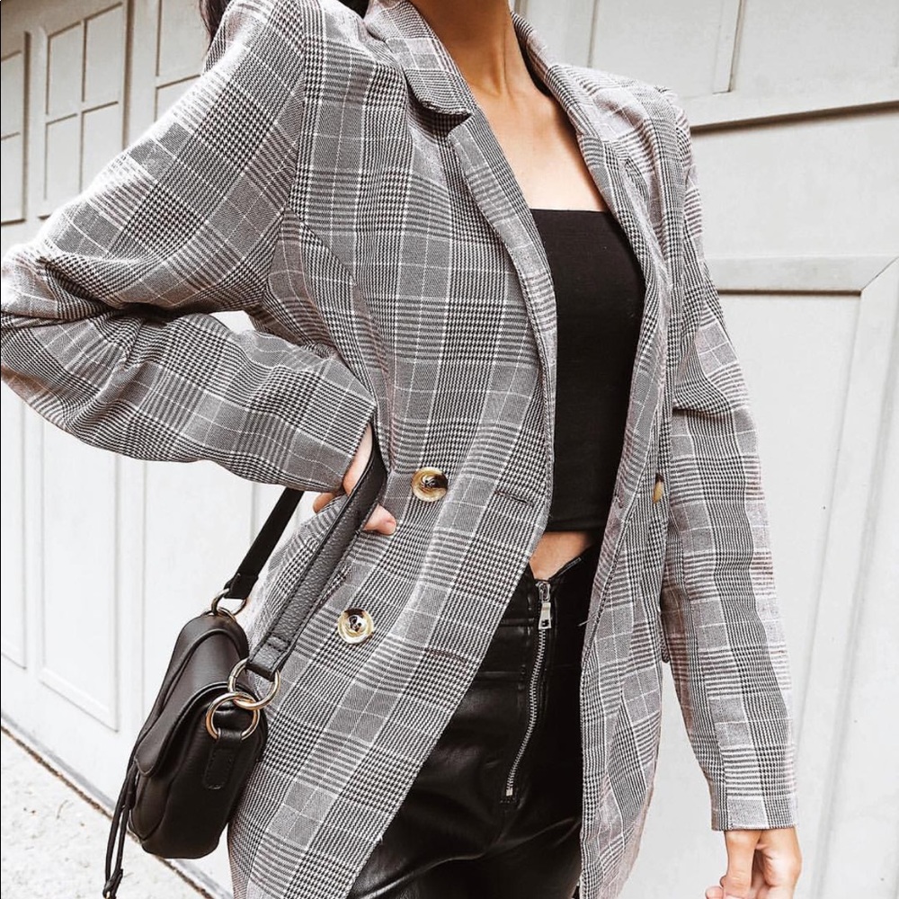 Sisters & Seekers Brown Houndstooth Blazer